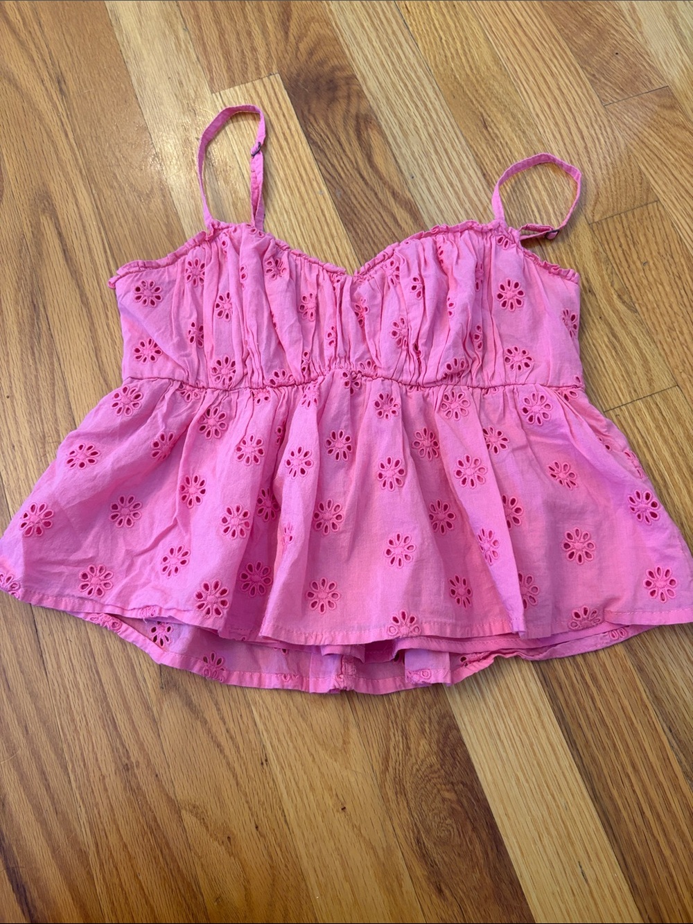 Women’s Pink Eyelet Spaghetti-Strap Top